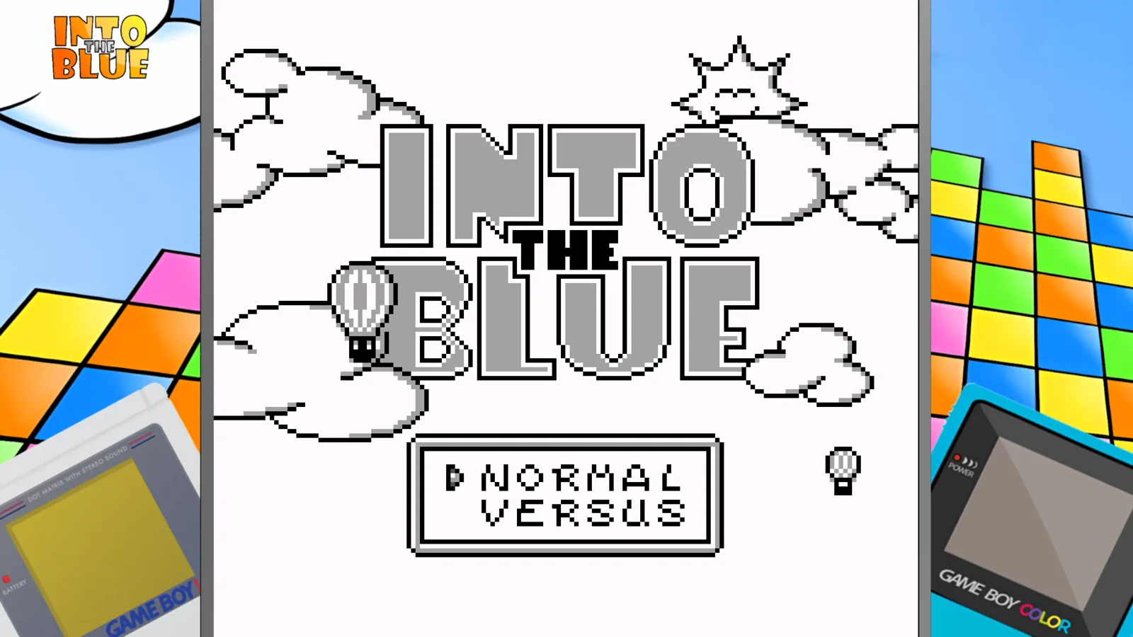 Into the Blue running in Channel 3 on Apple TV, its title menu inside a Game Boy bezel from RomM
